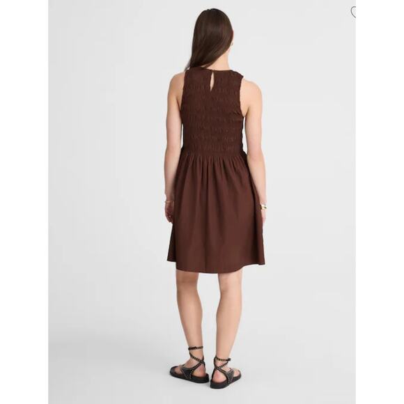 NWT Madewell The Melody Smocked Mini Dress Size Large Brown Retail $148 - Picture 4 of 6